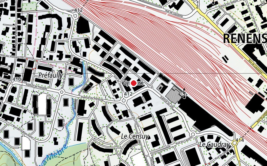 Map showing the location of Gymnase de Renens (University)