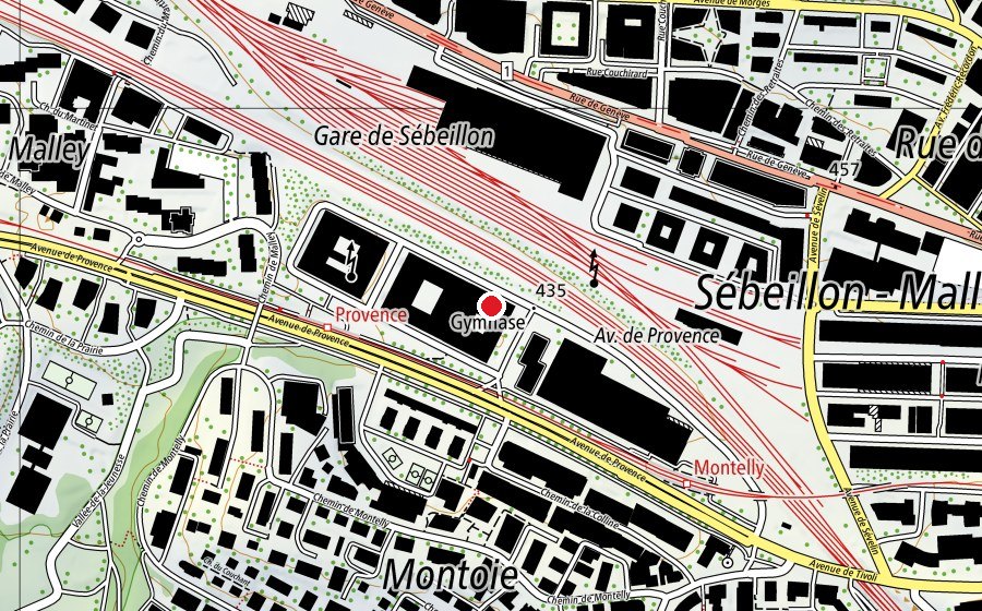 Karte mit dem Standort von Gymnase Provence (Hochschule)