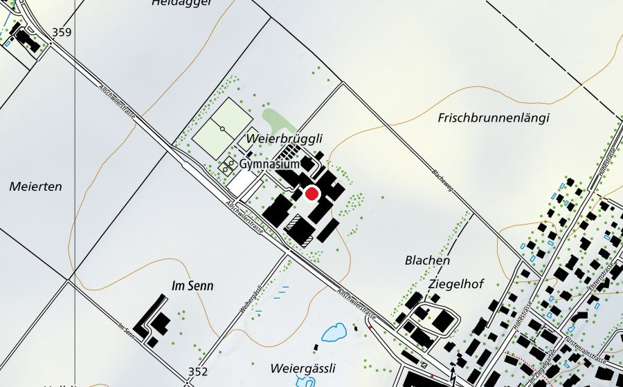 Carte indiquant l’emplacement de Gymnasium Oberwil (Haute école)
