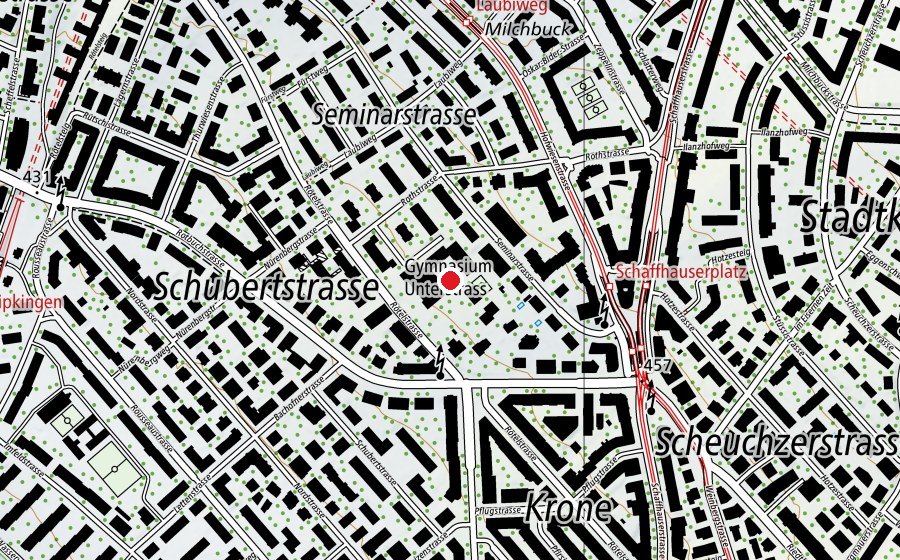 Carte indiquant l’emplacement de Gymnasium Unterstrass (Haute école)