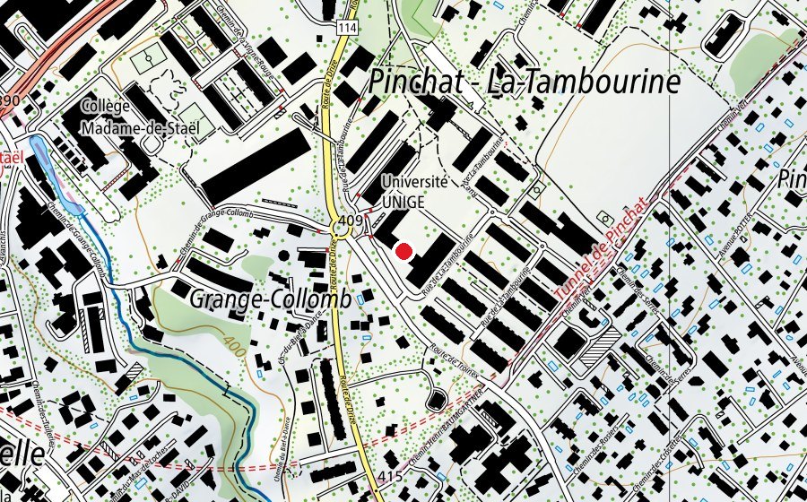 Carte indiquant l’emplacement de Haute école de gestion de Genève, bâtiment E (Haute école)