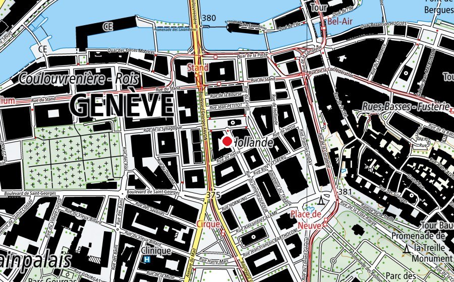 Carte indiquant l’emplacement de Haute Ecole de Musique de Genève (HEM) (Haute école)