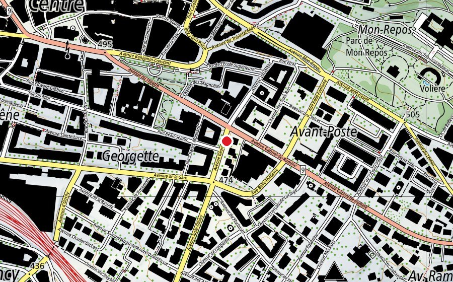 Carte indiquant l’emplacement de Haute école de santé Vaud (Haute école)