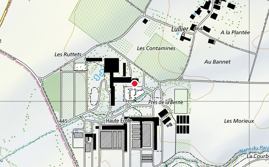 Mappa con la posizione di Haute école du paysage d'ingénierie et d'architecture de Genève (Scuola universitaria)