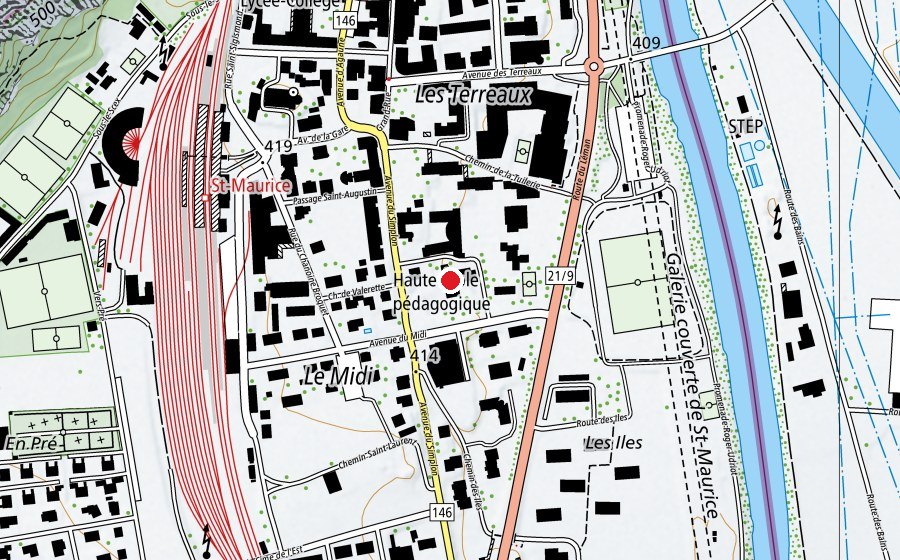 Map showing the location of Haute Ecole Pédagogique (University)