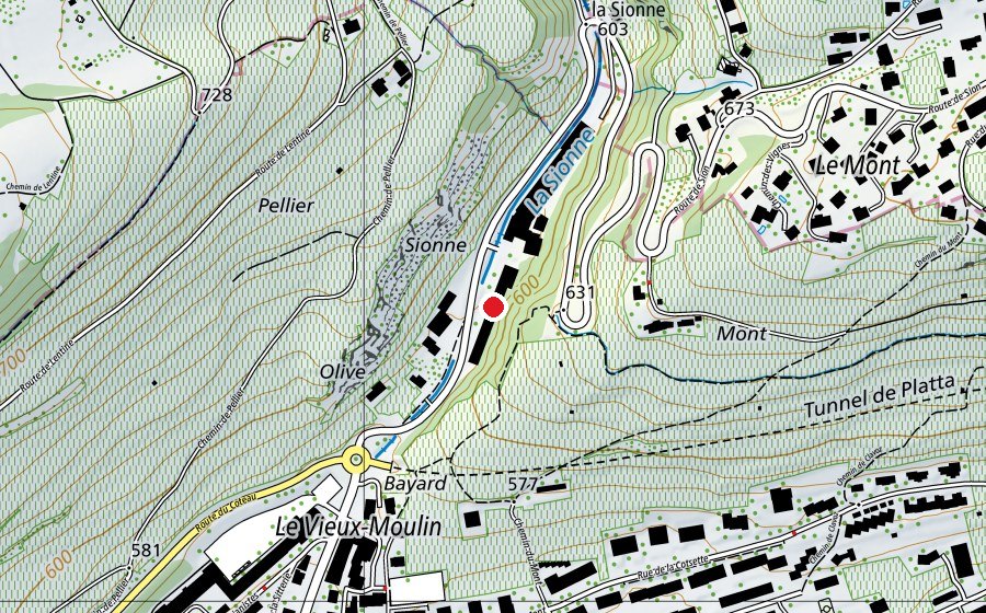 Carte indiquant l’emplacement de HES-SO Valais (Haute école)