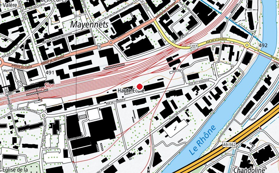 Map showing the location of HES SO Valais Wallis (University)