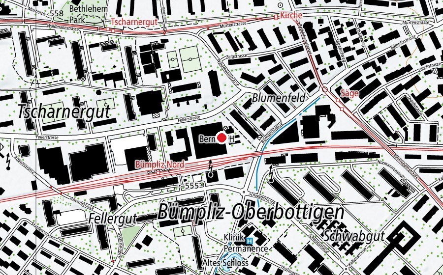 Karte mit dem Standort von Hochschule der Künste Bern (Hochschule)