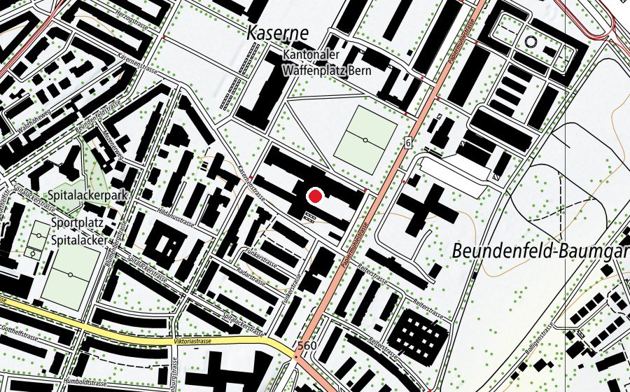 Karte mit dem Standort von Hochschule der Künste Bern - Musik und Medienkunst (Hochschule)