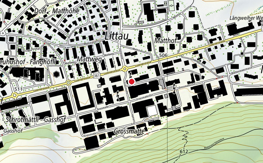 Map showing the location of Hochschule Luzern - Design & Kunst (University)