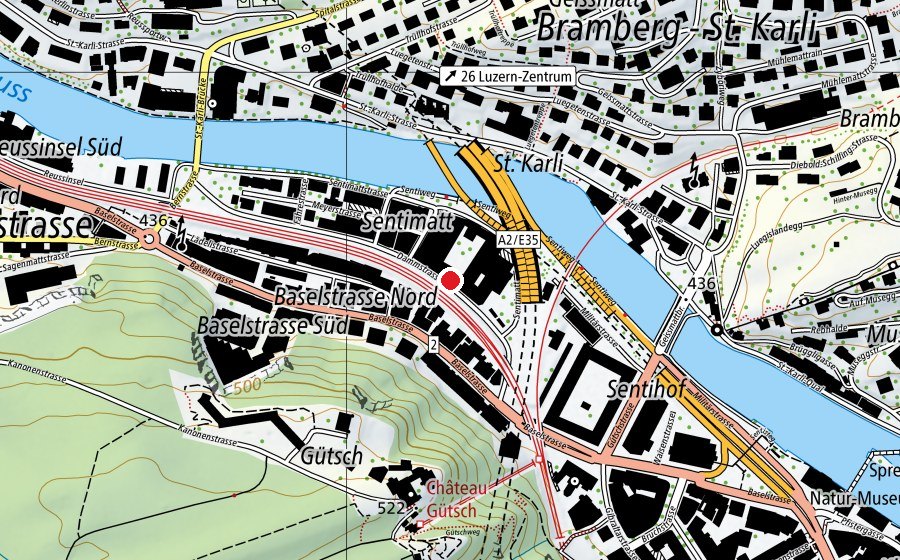 Map showing the location of Hochschule Luzern - Design & Kunst (University)