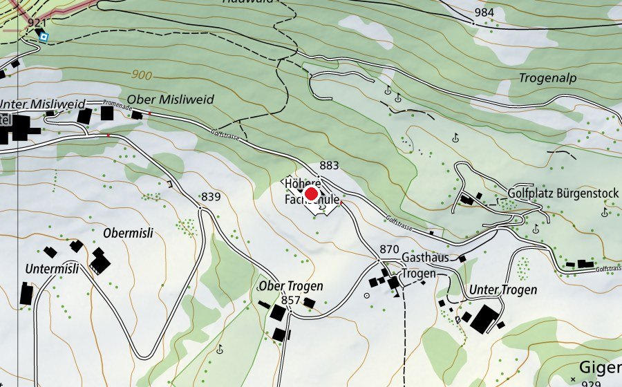 Map showing the location of Höhere Fachschule Bürgenstock (University)