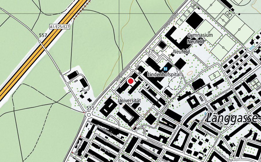 Map showing the location of Hörsaal, Klinikhalle, OP mit Galerie (University)