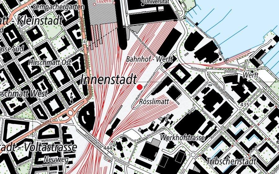 Carte indiquant l’emplacement de HSLU (Haute école)