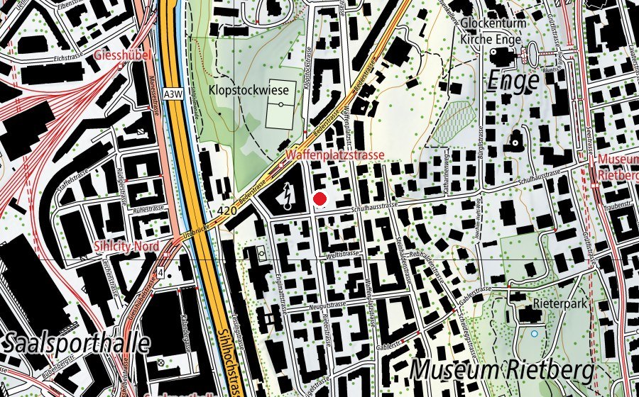 Mappa con la posizione di IEF Institut für systemische Entwicklung und Fortbildung (Scuola universitaria)
