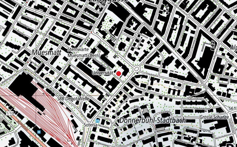 Mappa con la posizione di Institut für Biochemie und Molekularmedizin (Scuola universitaria)