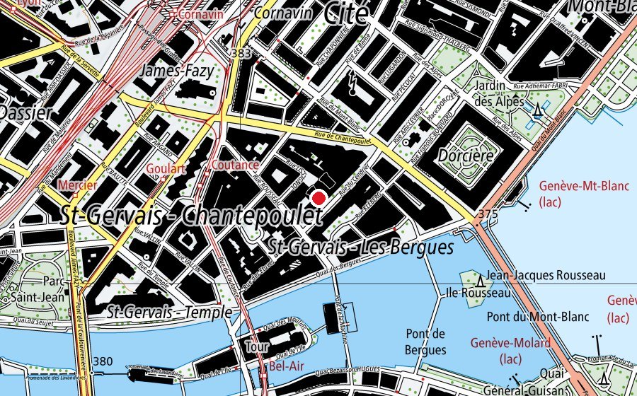 Map showing the location of ISG Luxury Geneva (University)