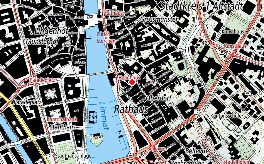 Carte indiquant l’emplacement de ISP Zürich (Haute école)