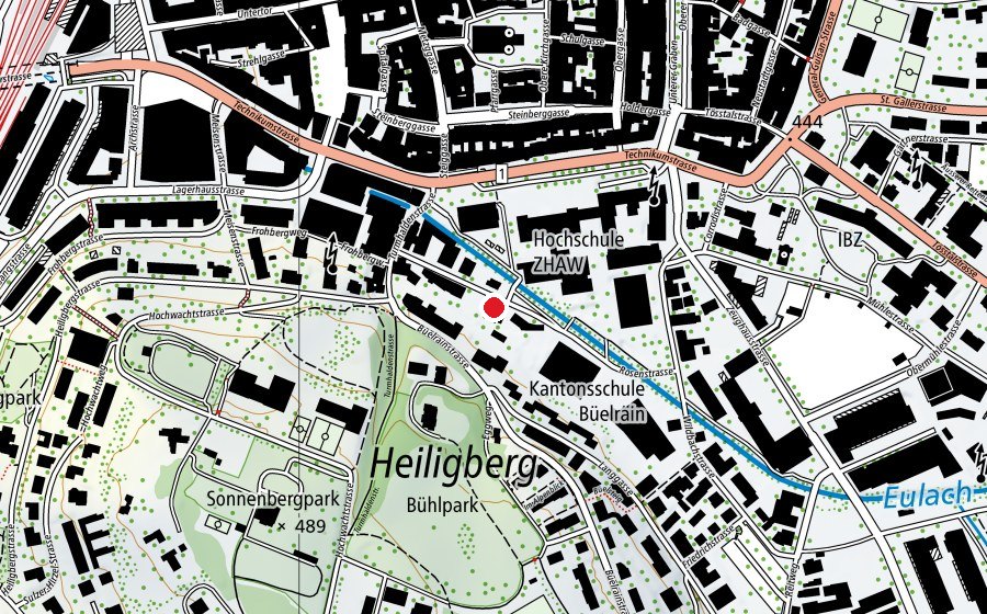 Map showing the location of Kaderschule Zürich-Winterthur (University)