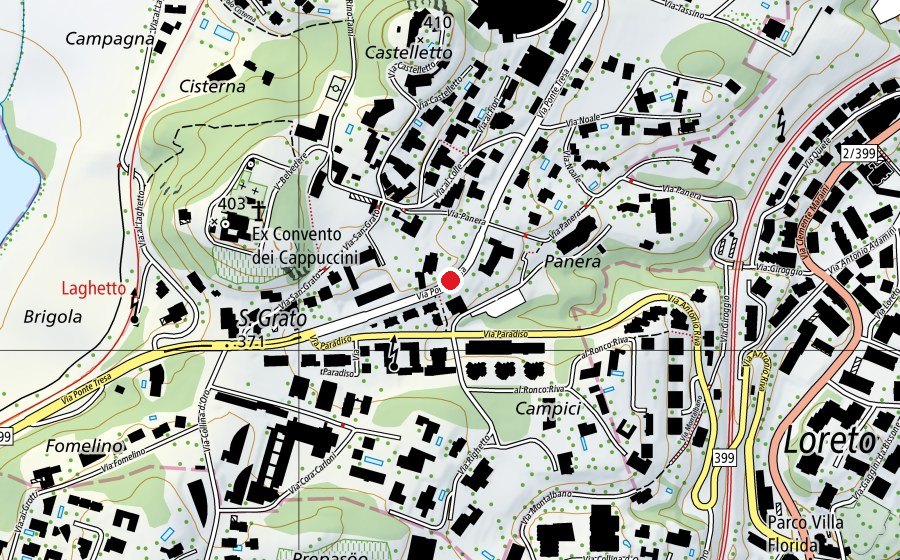 Carte indiquant l’emplacement de Kaletsch Campus - Franklin University Switzerland (Haute école)