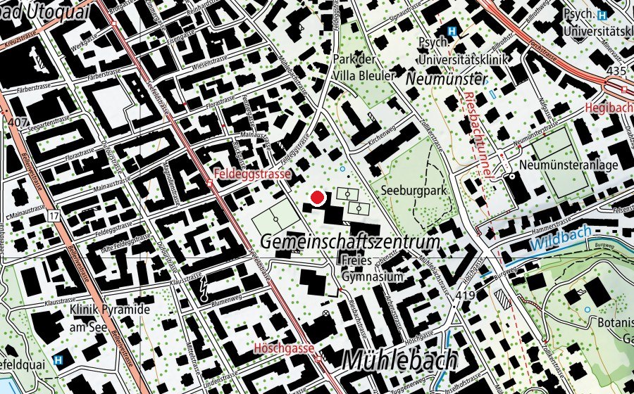Carte indiquant l’emplacement de Kantonale Maturitätsschule für Erwachsene (Haute école)