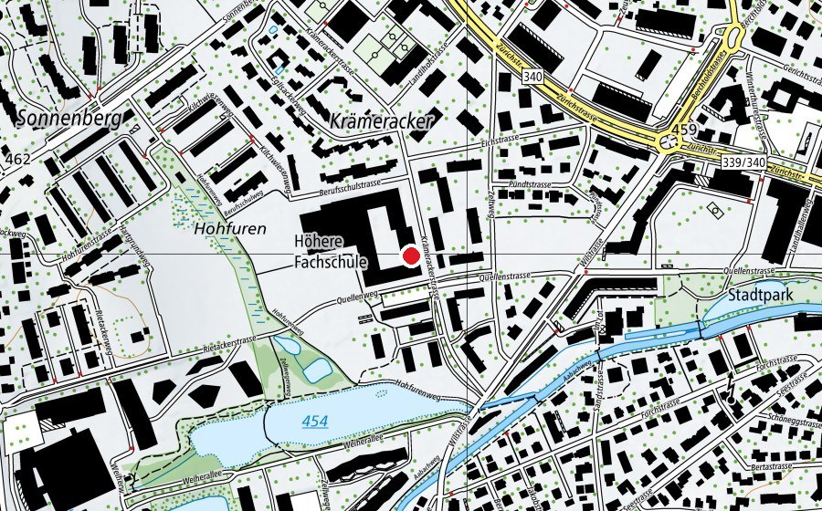 Map showing the location of Kantonsschule Uster (University)