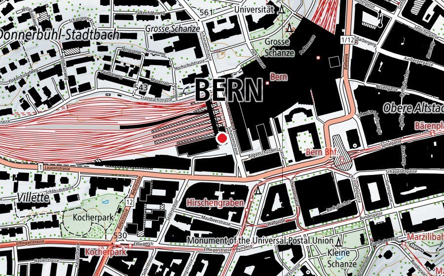 Map showing the location of Klubschule Migros (University)