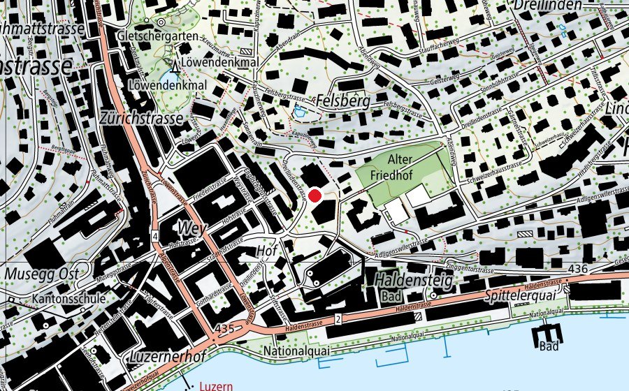 Carte indiquant l’emplacement de KV Bildungszentrum Luzern (Haute école)