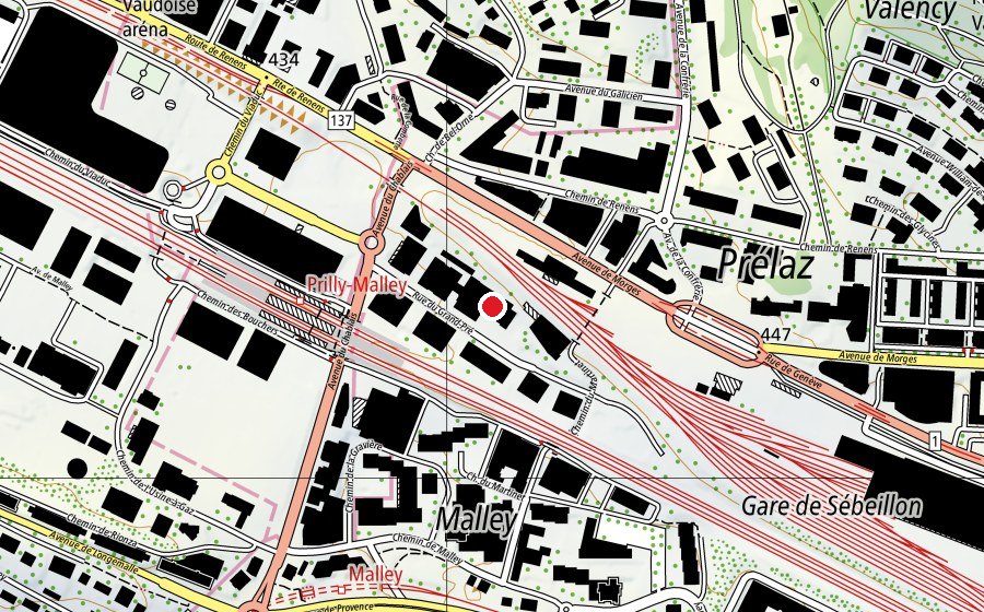 Carte indiquant l’emplacement de La Manufacture - Haute école des arts de la scène (Haute école)