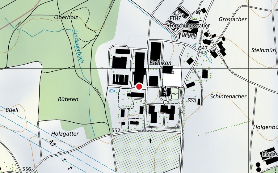 Map showing the location of Landwirtschaftliche Schule Strickhof Lindau (University)