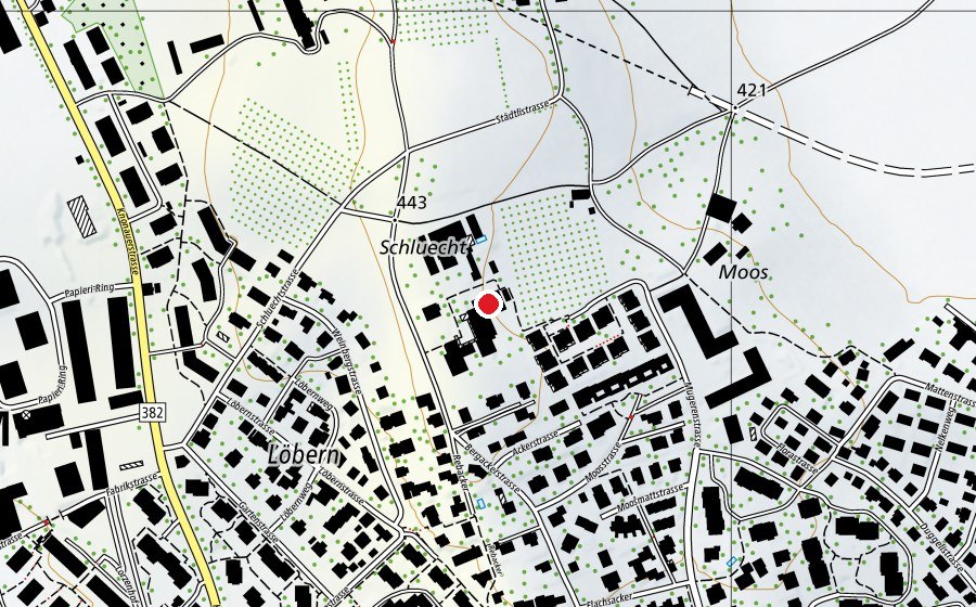 Mappa con la posizione di Landwirtschaftliches Bildungs- und Beratungszentrum Schluechthof (Scuola universitaria)