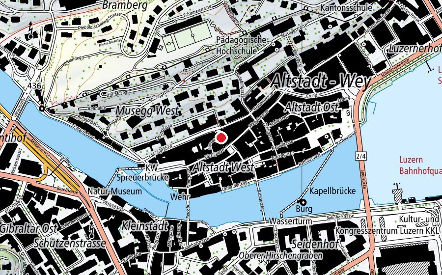 Carte indiquant l’emplacement de Luzern University (Haute école)