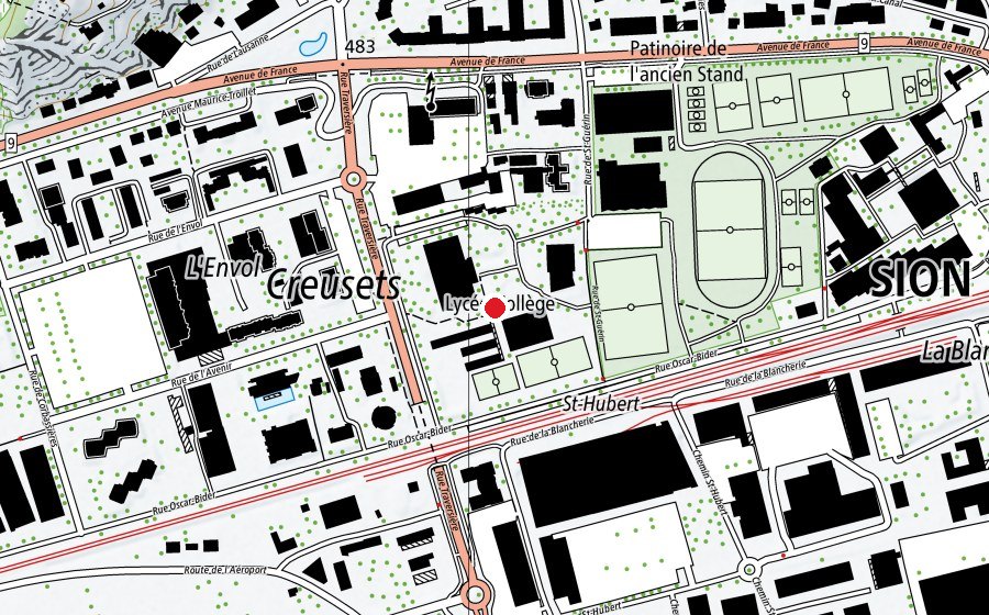 Carte indiquant l’emplacement de Lycée-Collège des Creusets (Haute école)