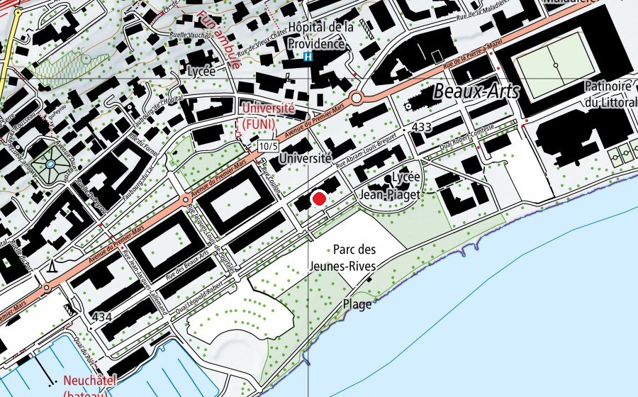 Carte indiquant l’emplacement de Lycée Jean-Piaget (Haute école)