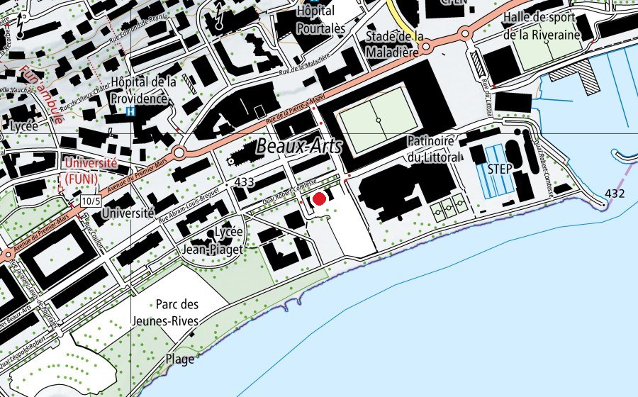 Map showing the location of Lycée Jean-Piaget (University)