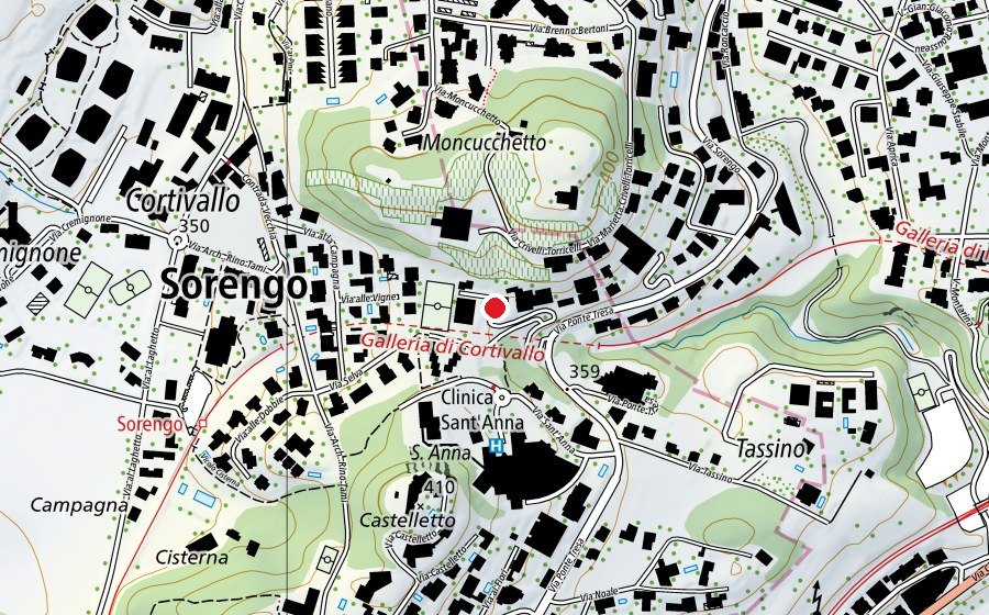 Karte mit dem Standort von North Campus - Franklin University Switzerland (Hochschule)