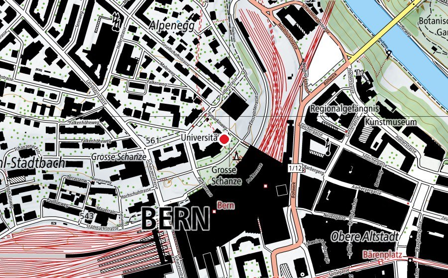 Carte indiquant l’emplacement de Oeschger Centre for Climate Change Research (Haute école)