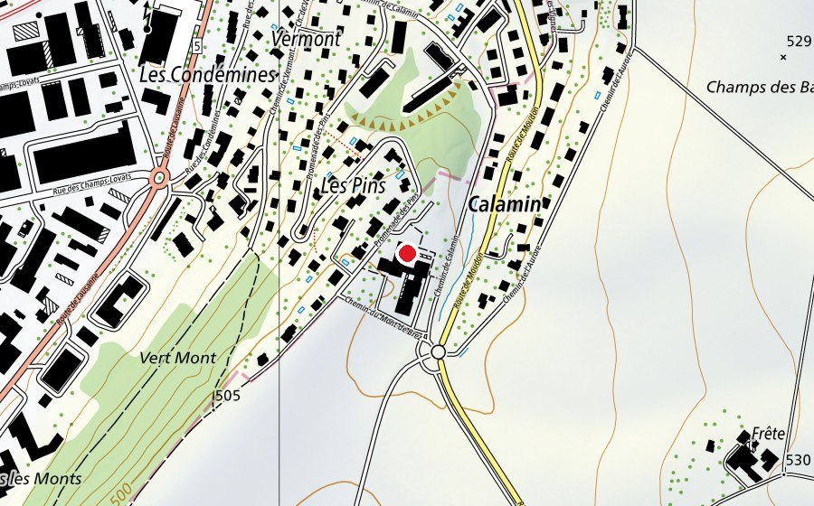 Mappa con la posizione di Orif Pomy (Scuola universitaria)
