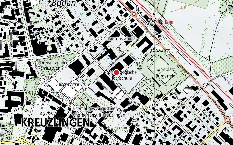 Mappa con la posizione di Pädagogische Hochschule Thurgau PHTG (Scuola universitaria)