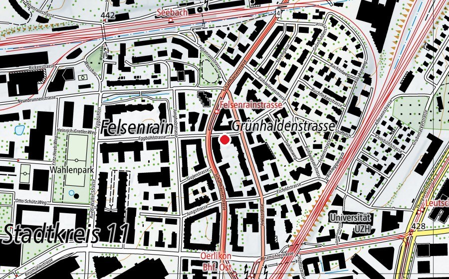 Map showing the location of Paracelsus Heilpraktikerschule Zürich (University)