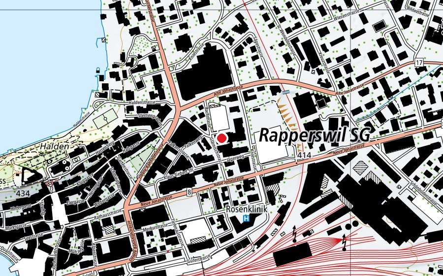 Karte mit dem Standort von Prävensana. Standort Rapperswil (Hochschule)