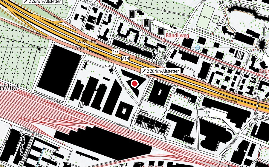 Map showing the location of Prävensana. Standort Zürich-Altstetten (University)