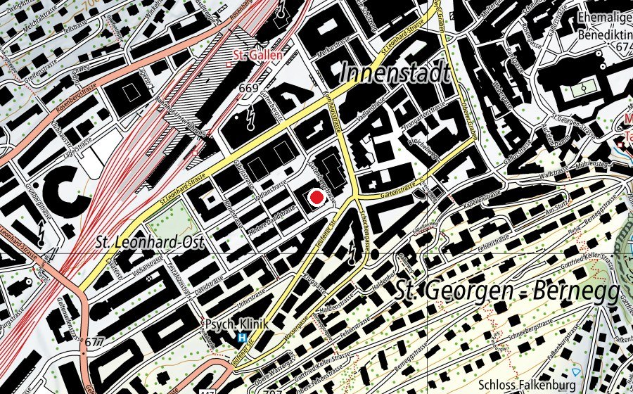 Mappa con la posizione di Praxisräume Pflege (N3) (Scuola universitaria)