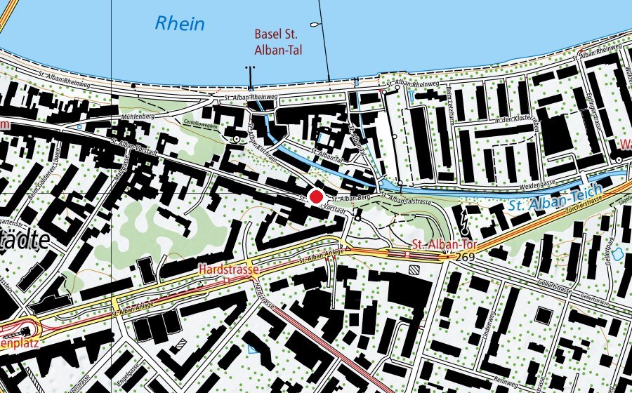 Carte indiquant l’emplacement de Schola Cantorum Basiliensis, Music & Scene in Transformation (Haute école)