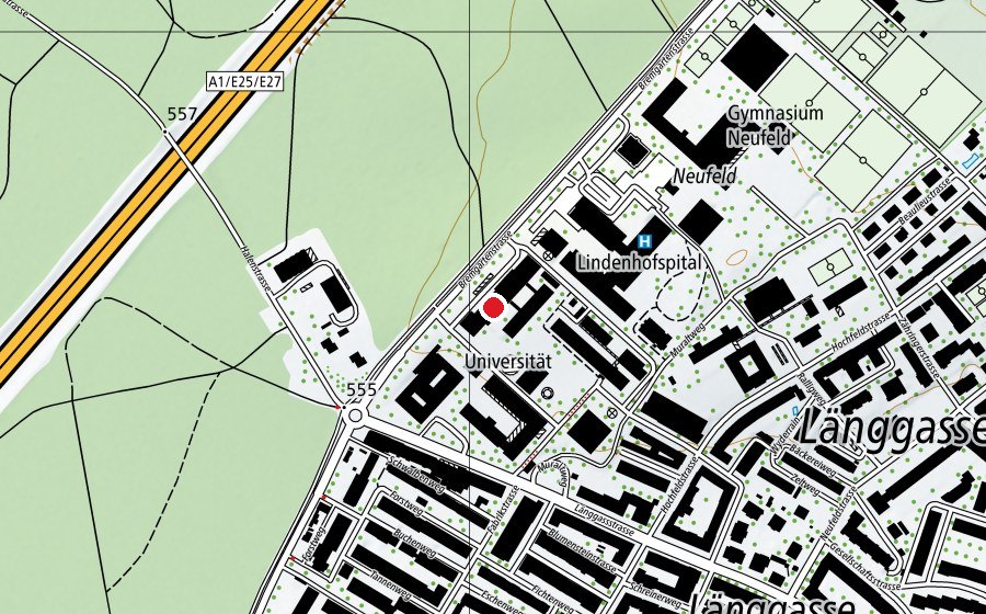 Mappa con la posizione di Schweineklinik (Scuola universitaria)