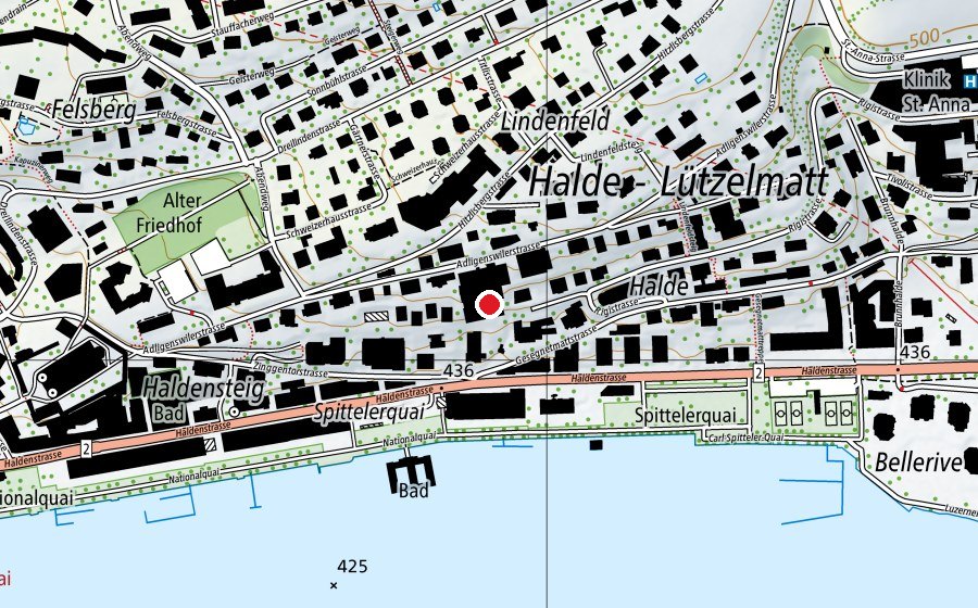 Carte indiquant l’emplacement de Schweizerische Hotelfachschule SHL (Haute école)