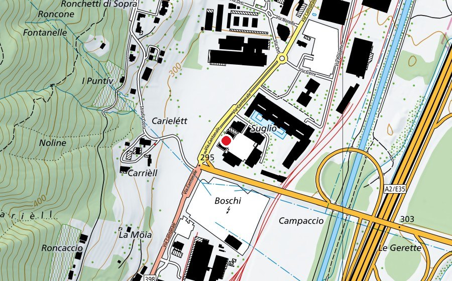 Map showing the location of Scuola Universitaria della Svizzera Italiana - Dipartimento Economia aziendale, sanità e sociale (University)