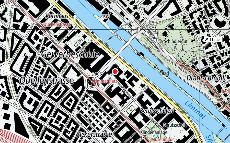 Map showing the location of SfGZ Schule für Gestaltung Zürich (University)