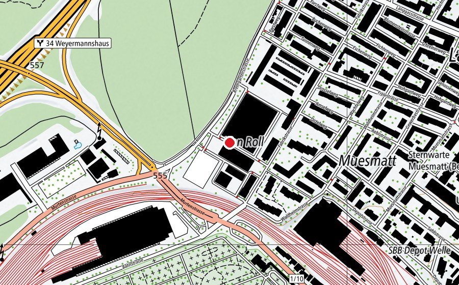 Mappa con la posizione di Standort Hochschulzentrum vonRoll (Scuola universitaria)