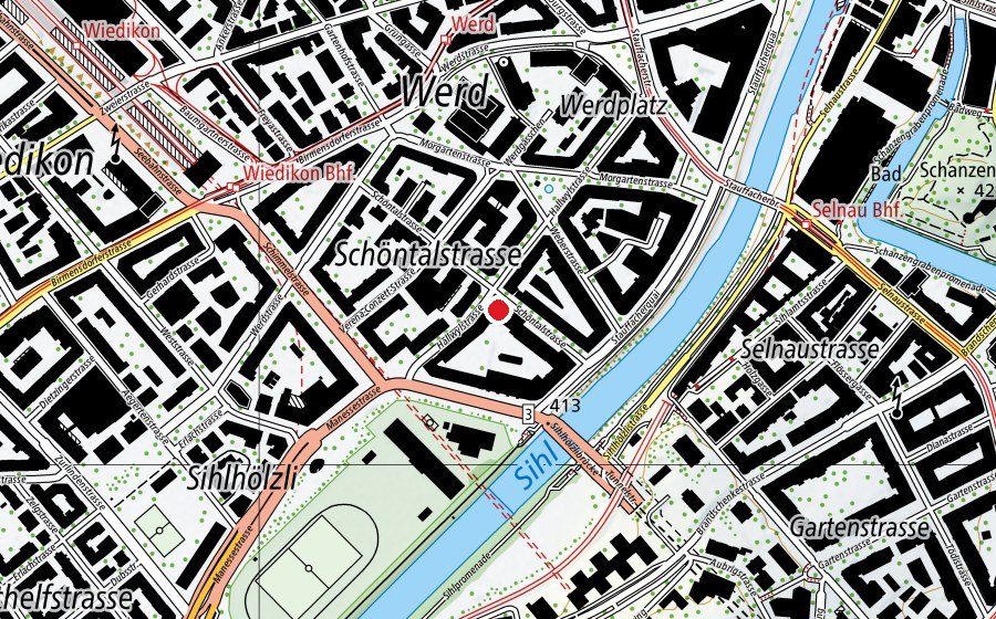 Map showing the location of STF Schweizerische Textilfachschule (University)